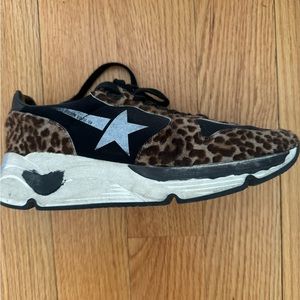 GOLDEN GOOSE calf hair animal print sneakers size 8